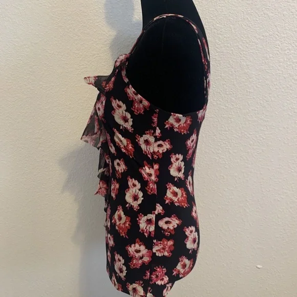 White House Black Market Hot Pink Floral Ruffle Front Tank Top Women's Size XS - Picture 4 of 11